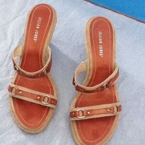 Jillian Jones summer wedges  Braided natural jute sole, leather trim. Size 9.5